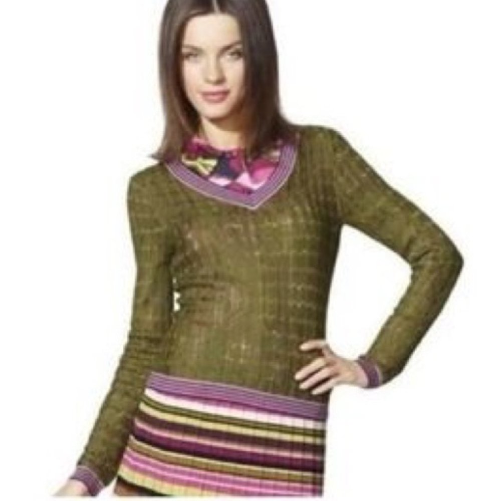 🎇🎇EUC🎇🎇 Missoni for Target Olive Green Zig Zag Pointelle Sweater  XL S/B M